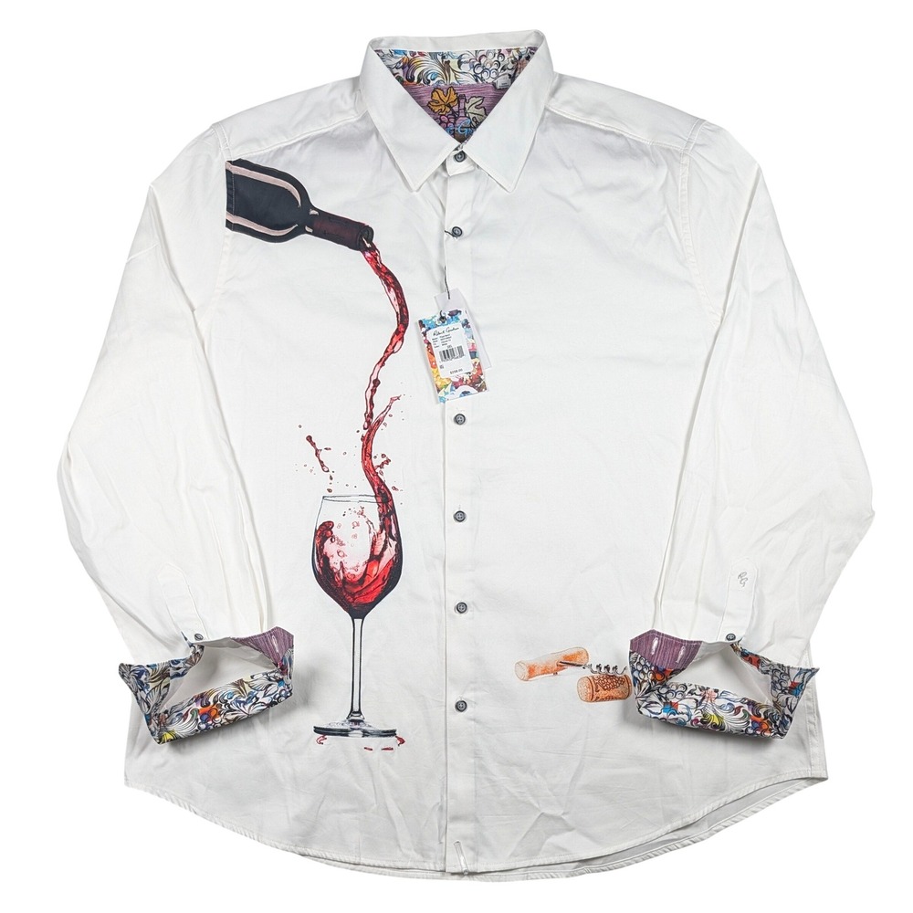 Robert Graham Button Shirt Mens 3XL Pinot Noir2 Wine Graphic Flip Cuff NEW $258